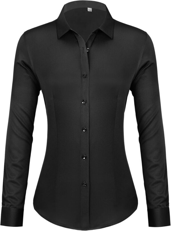 Women's Button Down Shirts Long Sleeve Dress Shirts Collared Fitted Work Office Blouse Tops Wrinkle Free