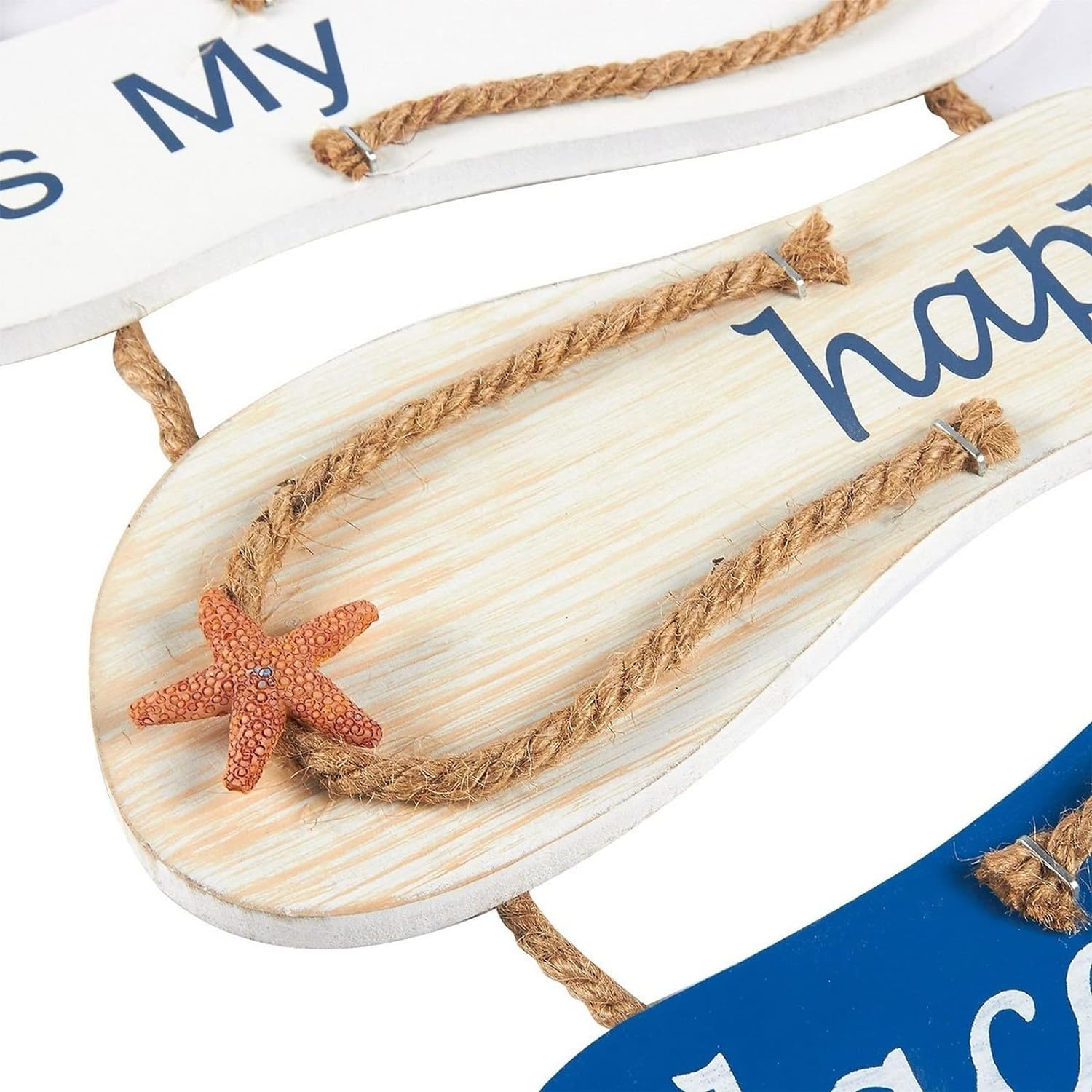 Juvale Wooden Beach Wall Hanging Decor Sign, Flip Flop Beach Decorations for Home, Bathroom, Living Room, Bedroom and Dining Room, The Beach is My Happy Place (8.7x20.9 In) - Image 3