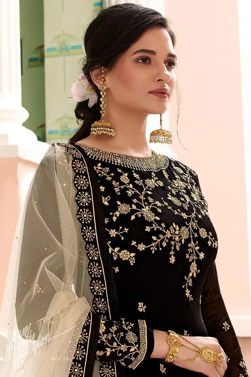 Delisa New Indian/Pakistani Eid Special Party/Ethnic wear Georgette Straight Ghagra Style Salwar for Womens NEW 00 - Image 4