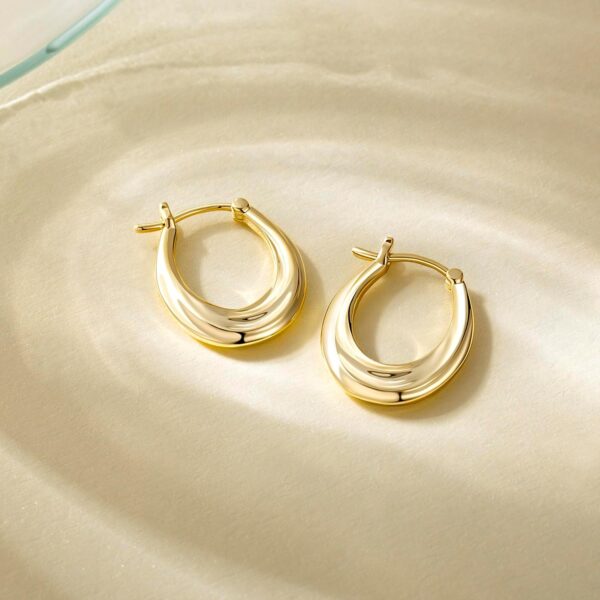 AMELINE 14K Gold Hoop Earrings for Women, Small Gold Hoop Earrings Well-polished Gold Chunky Hoop Earrings Dainty Hypoallergenic Earrings - Image 5