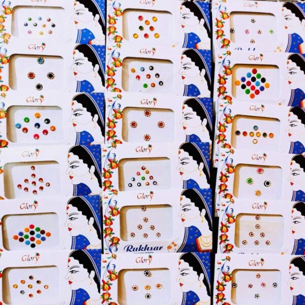 SSR Indian Art Multi Color Bindi Body Stickers/Tattoo Self Adhesive Reusable Bride for Forehead(Assorted Design)Pack of 10 - Image 2