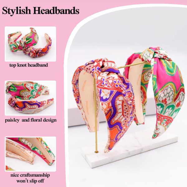 BEGOOD Headbands for Women Paisley Knotted Headband Fashion Top Knot Hairbands Womens Wide Head Band Girls Knot Headbands Hair Accessories 2Pcs - Image 2