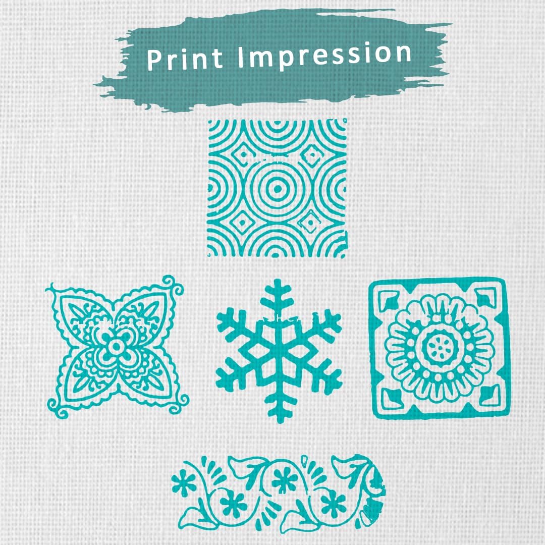 HASHCART® Crafty Square Floral Pattern Wood Stamps for Block Printing Set of 5, Wood Printing Blocks for Kids' Art Projects, Textiles, Fabric, Clay, Henna, Tattoo, Wood Stamps for Craft - Image 3