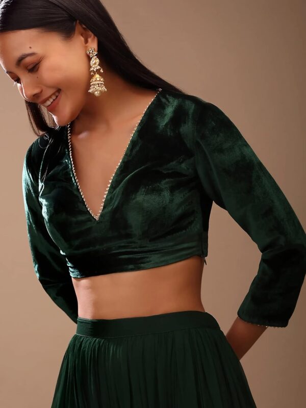 Women's Readymade Blouse For Sarees Indian Bollywood Designer Padded Stitched Crop Top Choli - Image 4