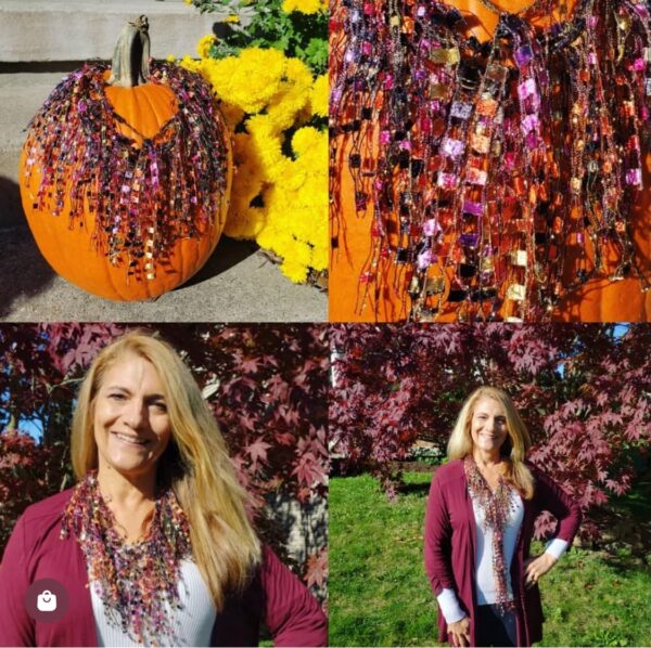 Bohemian Neck Scarf for Woman Summer - 66 in Long Infinity Scarf Lightweight with Fringe Necklace - Boho Statement Jewelry Necklace - Fall Travel Scarf Gifts for Women (Saffron Red) - Image 5