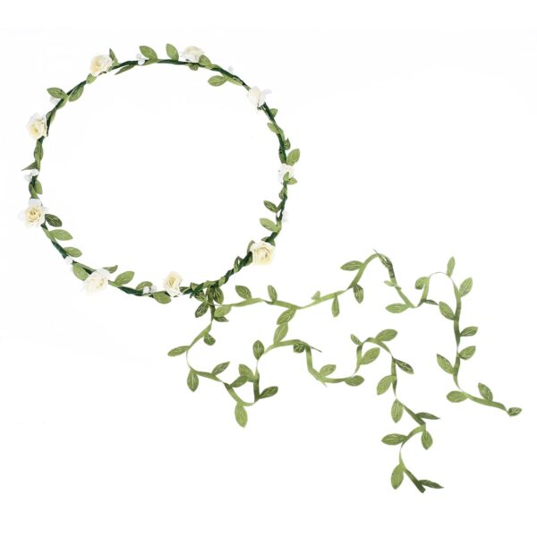 AWAYTR 2Pcs Fashion for Bohemian Style Wedding Bride Bridal Headdress Floral Flower Garland Headwear Headbands (Cream white+red) - Image 4