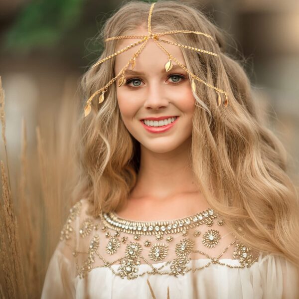 WILLBOND 8 Pieces Gold Head Chain Jewelry Halloween Boho Headband Coins Pearl Tassel Chain Hair Band Festival Prom Wedding Headpiece for Women(Elegant Style) - Image 7