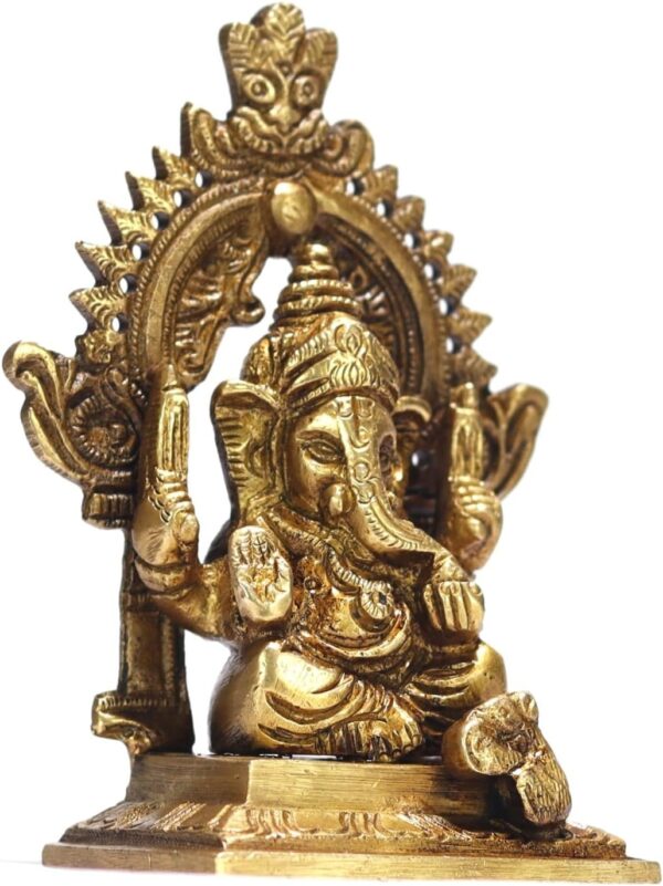 ASHIRWAD Brass Lord Ganesha Idol Statue for Home Hindu God Ganpati Bappa Vinayaka Pital Metal Murti (Ganesh-44) - Image 2