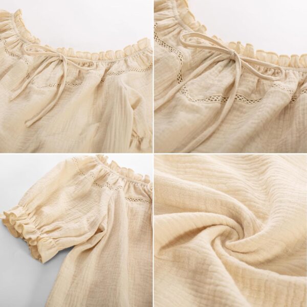 Scarlet Darkness Women's Renaissance Shirt Off Shoulder Puff Sleeve Loose Fit Summer Tops - Image 6