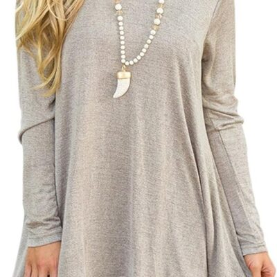WEKILI Women's Tops Long Sleeve Lace Scoop Neck A-line Tunic Blouse