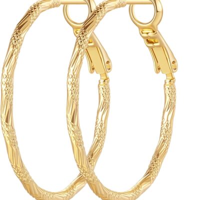 Gold Hoop Earrings for Women 14K Gold Hoop Earrings Well-cutting Gold Earrings for Women Hypoallergenic Lightweight Gold Hoop Earrings 25 mm 35 mm