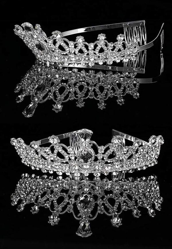 ZOCONE Rhinestone Bridal Tiara 2 pack Crystal Wedding Crown for Bridal and Flower Girls Headpiece with Comb (Crystal) - Image 4