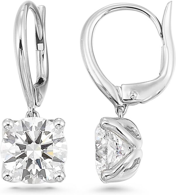 1/2 to 4 Carat Round Lab Grown Diamond Dangle Drop Earrings for Women I 14k Gold Earrings (G-H, VS1-VS2, 0.5 to 4 cttw) 4-Prong Set Brilliant Cut Diamond Earrings Leverback Earrings by Carbon Atelier