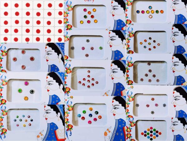 SSR Indian Art Multi Color Bindi Body Stickers/Tattoo Self Adhesive Reusable Bride for Forehead(Assorted Design)Pack of 10 - Image 4