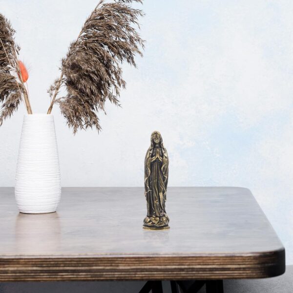 3pcs Brass Maria Desk Topper Miniature Catholic Statues Nativity Decor Lady of Lourdes Statue Virgin Statue Small Virgin Figurine Mini Beetle Mother Idol Christmas - Image 7