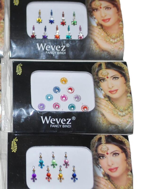 Pack of 6 Multi Color Long Rhinestone Body Glitters Reusable Bindi - Image 6