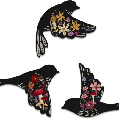 Putuo Decor 3pcs Hummingbird Decor For Home, Wooden Bird Wall Art Decor, Gothic Home Decor For Living Room, Vintage Animal Wall Stickers Bird Wall Decor For Hummingbird Gifts Bird Lover