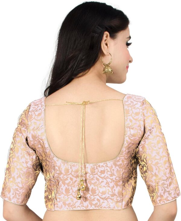 Chandrakala Banarasi Blouses for Women Sarees,Readymade (B181-P) - Image 3