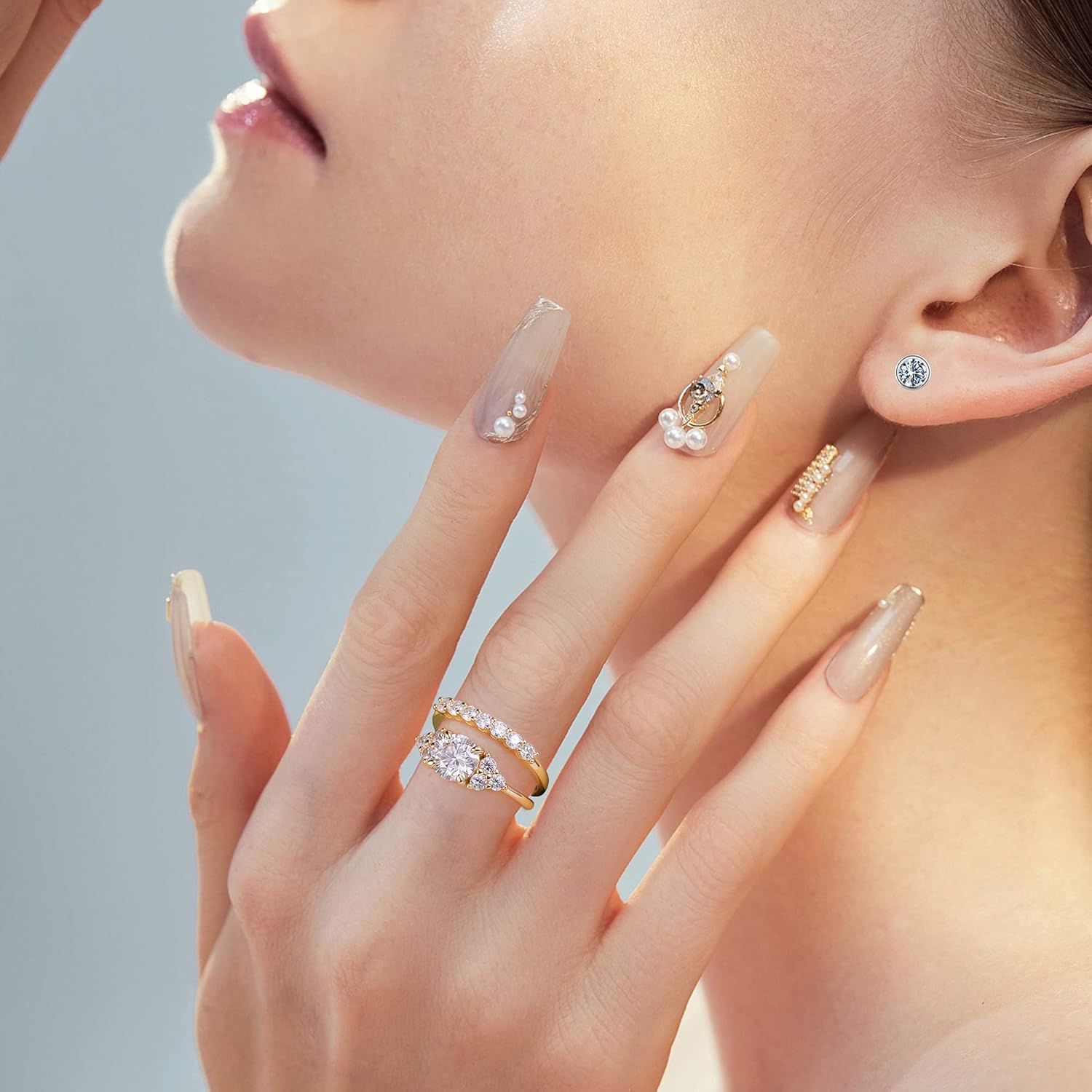 MOOSEA 1.2ct Moissanite Engagement Ring for Women, Brilliant D Color VVS1 Clarity Lab Created Moissanite Wedding Rings 14K White Yellow Rose Gold Vermeil Moissanite Anniversary Ring for Her - Image 4