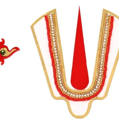 Decorative Shubh Labh Ganesh ji Shankh Chakra Namah of Lord Vishnu Tirupati Balaji Tilak Rangoli for Indian Traditional Festival Decoration Wall Handcrafted Door Temple Home Decor(Size:-4")