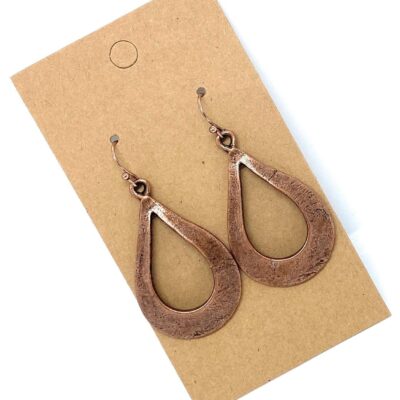 Distressed Copper Teardrop Earrings Boho Handmade Sundance Dreams Designs Women