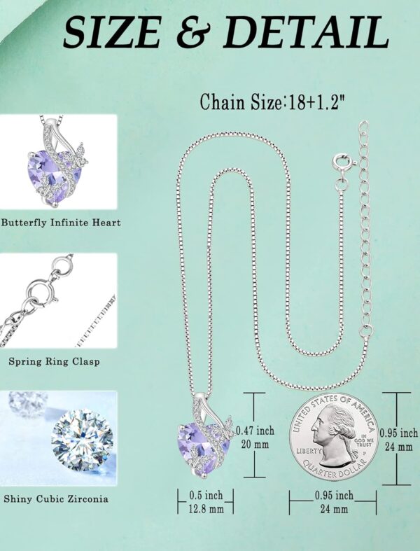 925 Sterling Silver Butterfly Earrings Necklace Created Alexandrite Heart Jewelry Set - Image 8