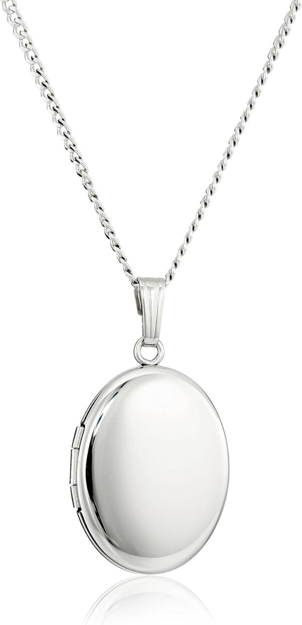 Amazon Essentials Sterling Silver Polished Oval Locket Necklace (previously Amazon Collection)