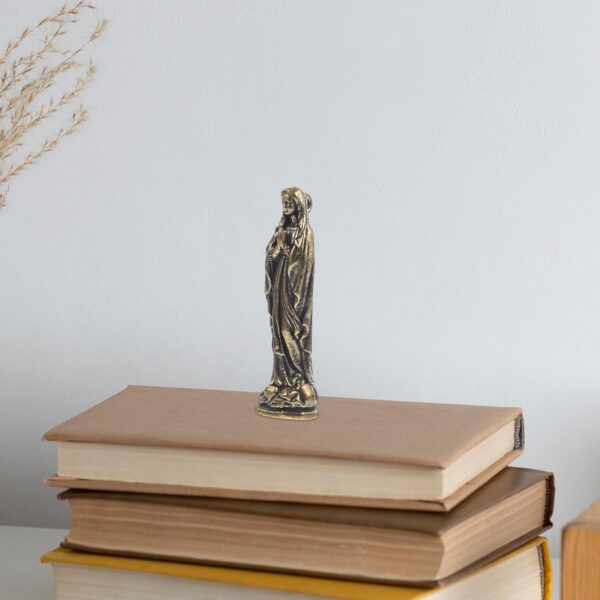 3pcs Brass Maria Desk Topper Miniature Catholic Statues Nativity Decor Lady of Lourdes Statue Virgin Statue Small Virgin Figurine Mini Beetle Mother Idol Christmas - Image 8