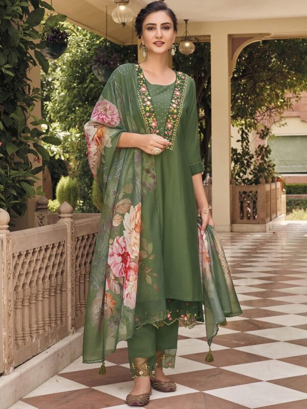 women Anarkali Dress, Alia cut kurti pant and Dupatta 3pc set for women dress - Image 2