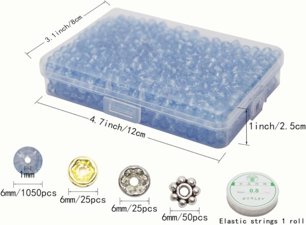 1050pcs Blue Crackle Glass Beads Handcrafted Round Lampwork Smooth Loose Beads for Bracelet & DIY Jewelry Making 6mm - Image 2