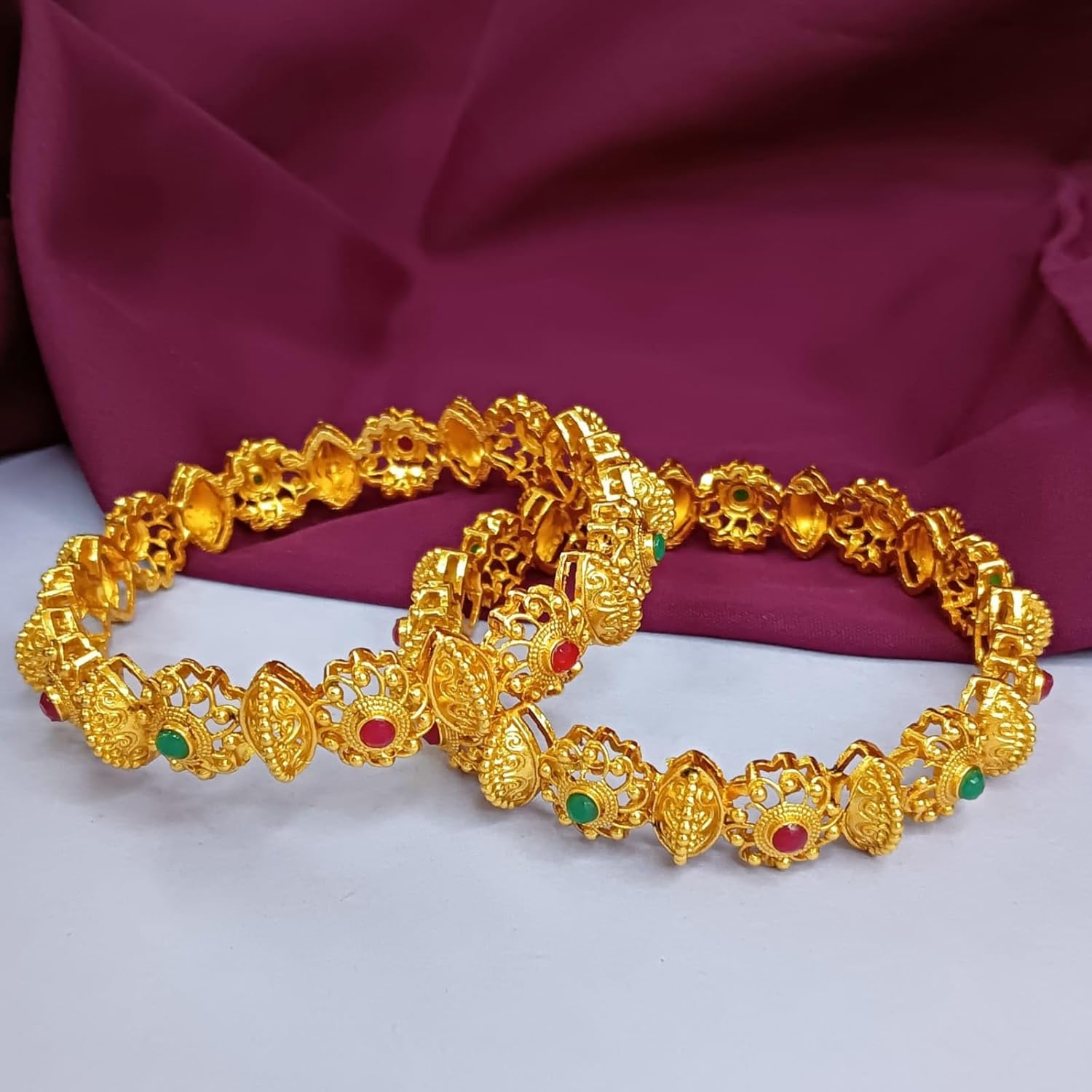 Efulgenz Gold Tone Indian Bangle Set for Women Antique Bangle Set Indian Gold Tone Crystal Floral Bangles Bracelet Indian Bridal Jewelry for Wedding Bollywood Fashion Jewelry - Image 2