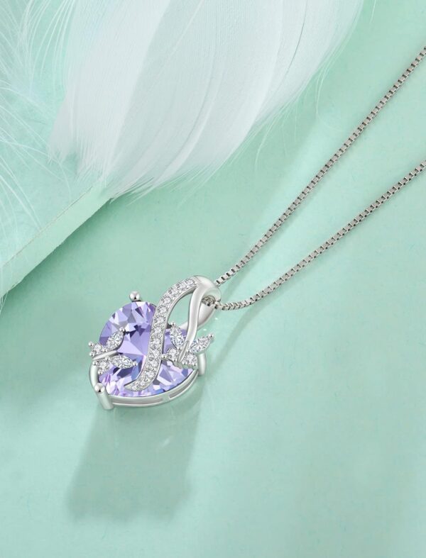 925 Sterling Silver Butterfly Earrings Necklace Created Alexandrite Heart Jewelry Set - Image 6