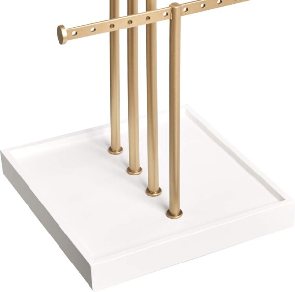 Amazon Basics Four-Tier Jewelry Tree Stand - White/Brass - Image 3
