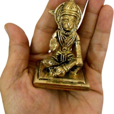 Craftsofindia® Lord Hanuman Small Brass Statue - 3 Inch Divine Décor, Handcrafted Bajrangbali Hindu Sculpture for Home Altar and Spiritual Spaces