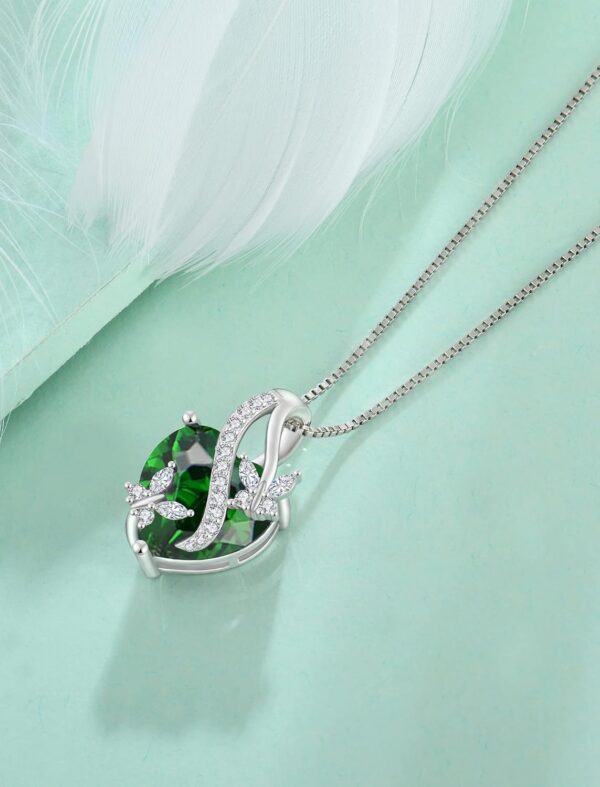 925 Sterling Silver Butterfly Earrings Necklace Created Emerald Heart Jewelry Set - Image 6