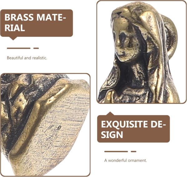3pcs Brass Maria Desk Topper Miniature Catholic Statues Nativity Decor Lady of Lourdes Statue Virgin Statue Small Virgin Figurine Mini Beetle Mother Idol Christmas - Image 4
