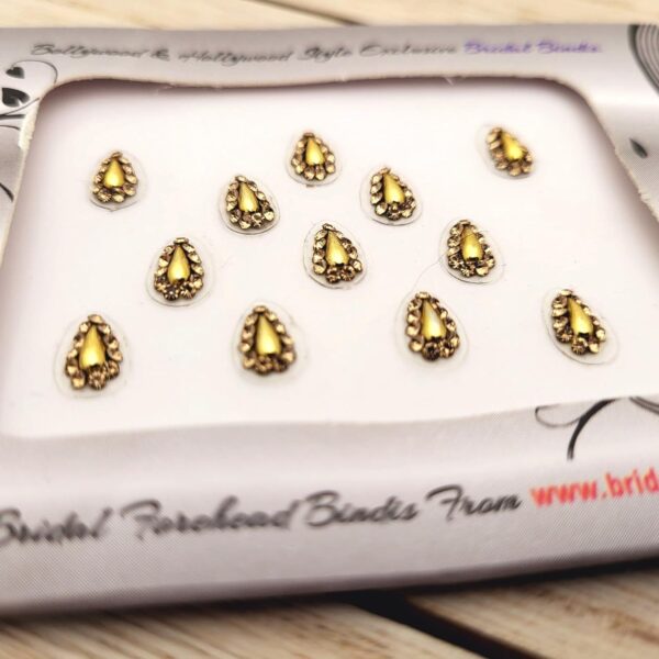 Forehead Jewelry TEAR DROP BridalBindis 12 GOLD Premium Pack face Bindi Jewels reusable body jewel stick on Fancy Tattoo. - BB4 - Image 4