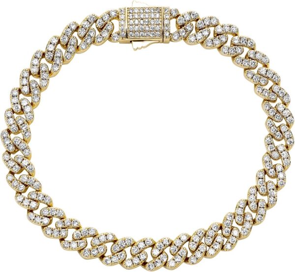 TOPGRILLZ Gold Anklets for Women Cuban Link Anklets Iced out Faux Diamond Chunky Ankle Bracelets 8mm 14K Gold Silver Plated Minimalist Fashion Foot Jewelry