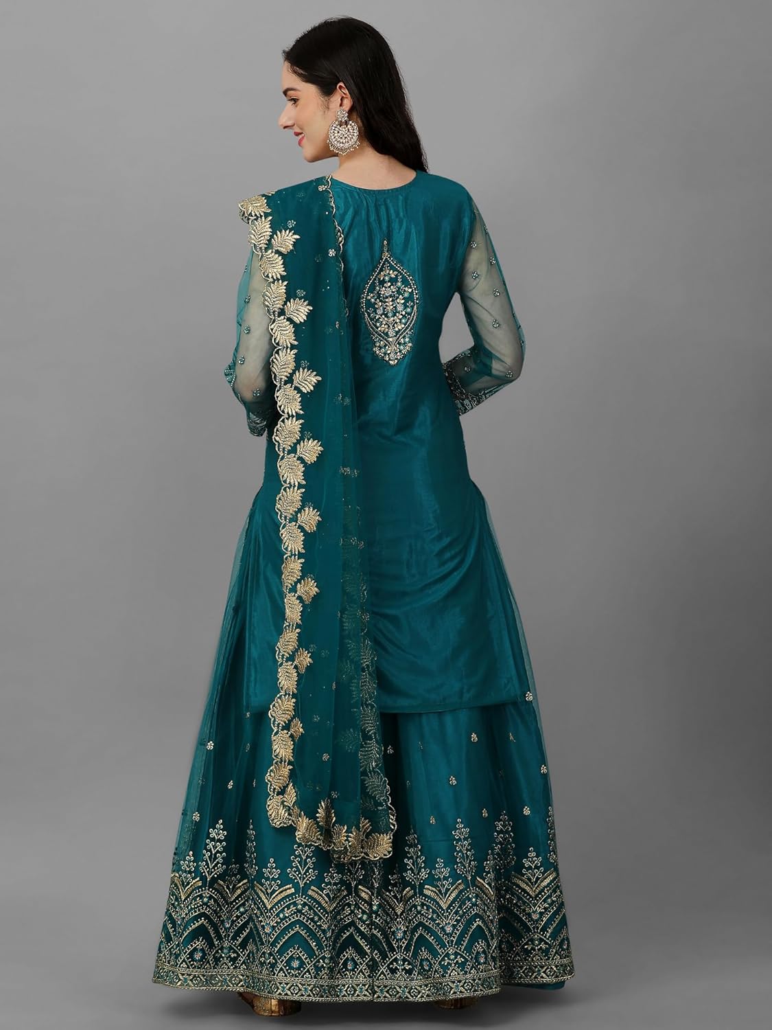 TRENDMALLS Women's Mono Net Kurta Lehenga Suit Set Indian Pakistani Ethnic Wear - Image 2