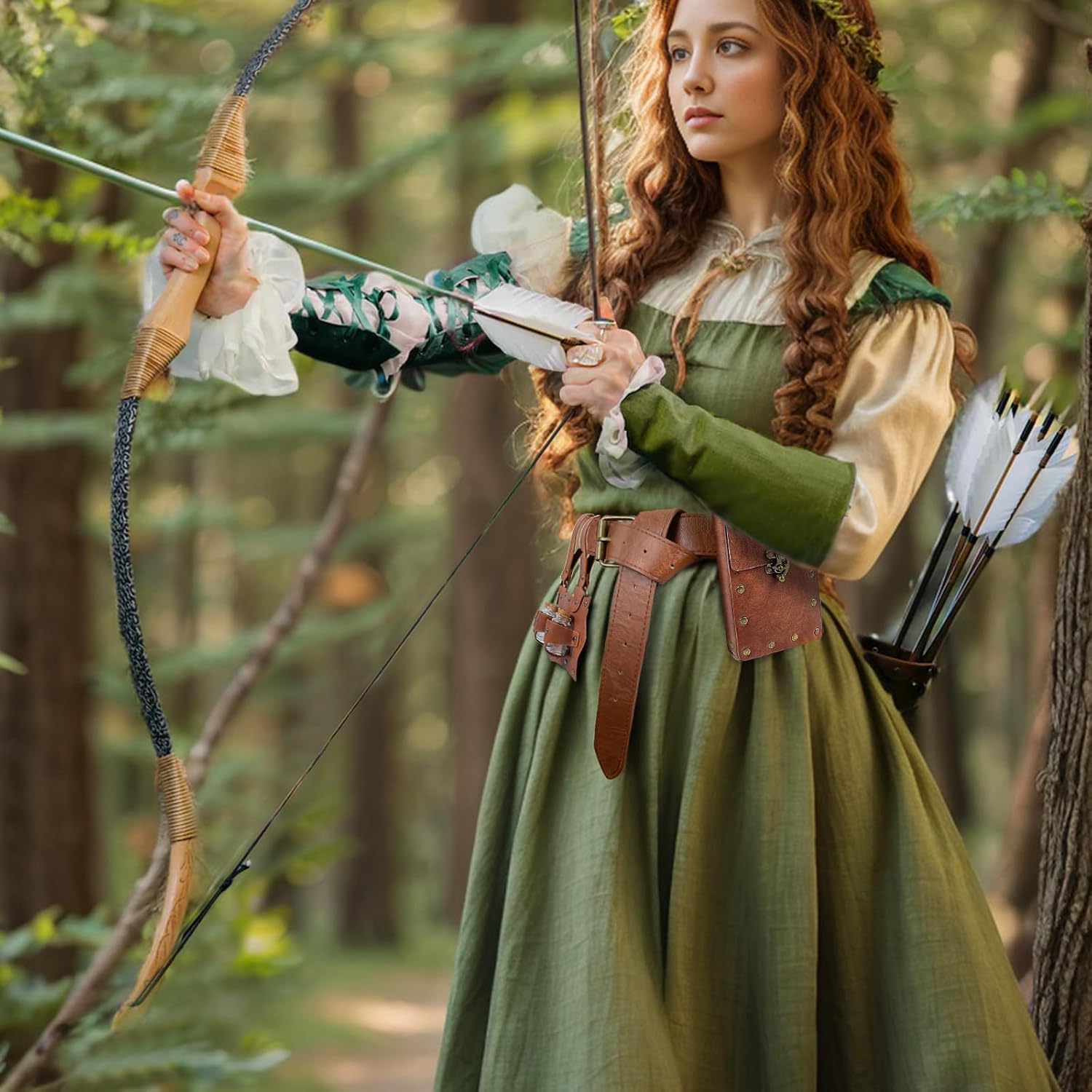 Medieval Alchemy Belt Potion Bottle Waist Pouch Skirt Hikes Set Renaissance Costume Accessories for LARP Cosplay Costume Christmas Gifts (3Bottles-Brown) - Image 4