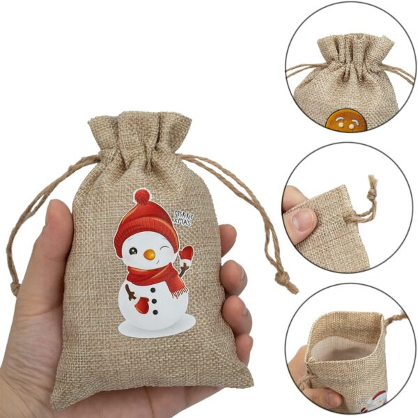 ARTLYMERS 24 Pack Christmas Jute Burlap Bags, Christmas Drawstring Gift Bags for Xmas Presents Holiday Party Favor Treats Candy, 6 Designs - Image 3