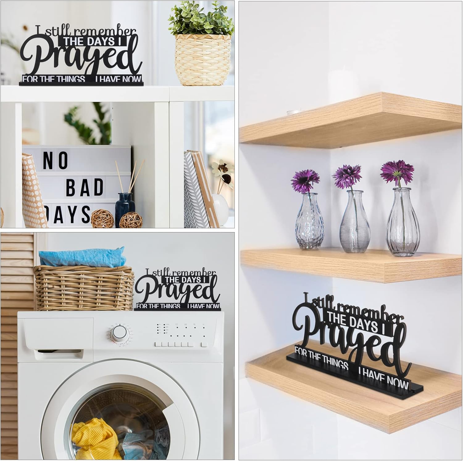 I Still Remember the Days I Prayed Sign Inspirational Table Blessed Signs Motivational Decor Farmhouse Table Home Centerpieces Faith Wooden Shelf Sign for Living Room Office (Classic Style) - Image 5