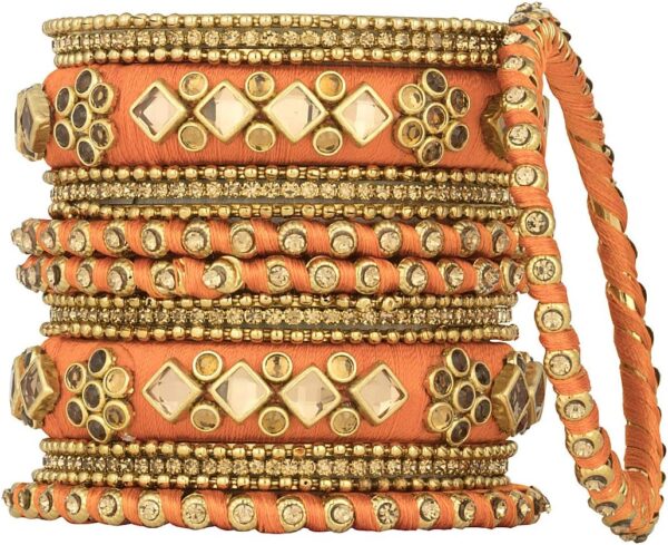 Aheli Ethnic Handmade Silk Thread Faux Stone Studded Bangle Set Bracelet Chudha Indian Wedding Festive Wear Fashion Jewelry Gift for Women Blue - Image 9