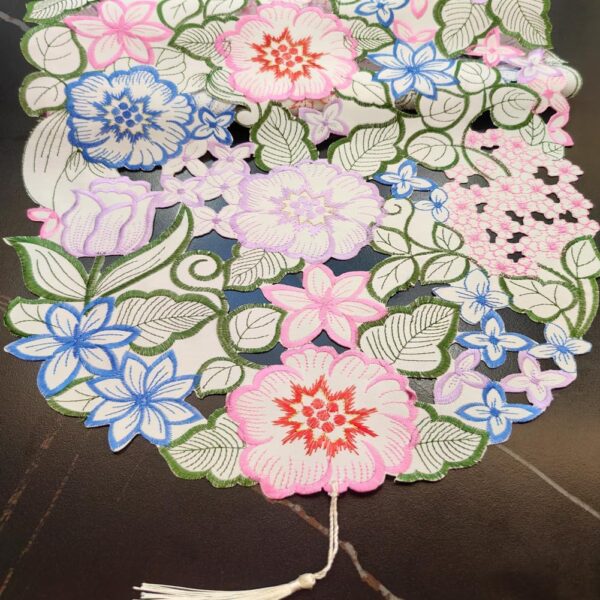 AMZALI Rectangular Table Runner, Embroidered Table Runner Cutwork Floral Design Scarf Spring Summer Fabric Dresser Runner for Home Kitchen Dining Tabletop Decoration 14"x 70" - Image 6