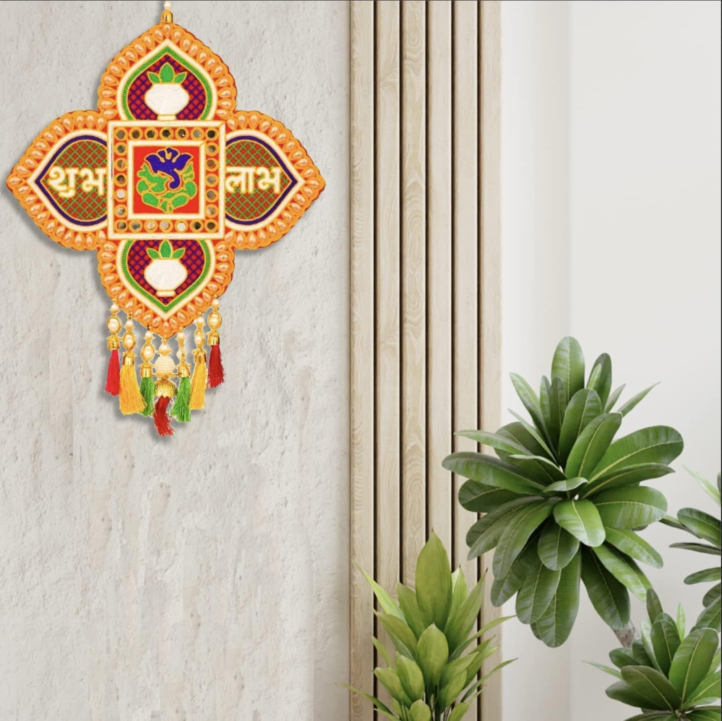 Ganesh Subh Labh Wall Hangings Indian Traditional Home Office Temple Festival Décor Decoration & Gifting Size- Height 17 inches - Image 4