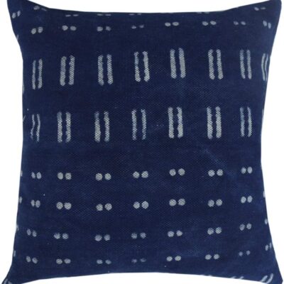 Trade Star Indigo Cushion Cover Hand Block Print Decorative Handloomed Rug Pillows for Sofa 100% Cotton Mudcloth Throw Cushions Authentic Rug Pillows for Home Decor (Indigo Blossom 20 x 20 Inches)