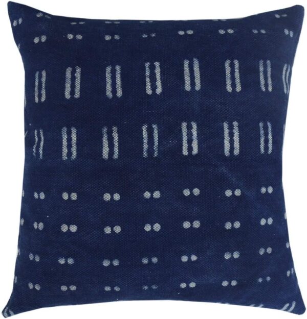 Trade Star Indigo Cushion Cover Hand Block Print Decorative Handloomed Rug Pillows for Sofa 100% Cotton Mudcloth Throw Cushions Authentic Rug Pillows for Home Decor (Indigo Blossom 20 x 20 Inches)