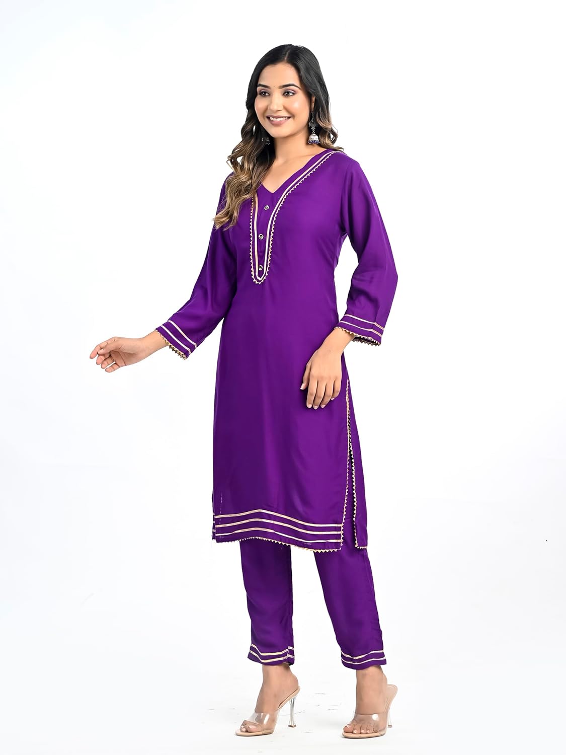 Ramkudi Kurti Set For Women | Indian Style Kurtis For Girls | 3/4 Sleeves Comfort Fit Cotton Kurta - Includes Kurti & Pant - Image 2