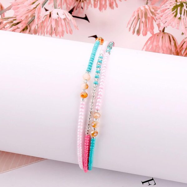 Boho Bohemian Beaded Anklet Bracelets for Women Unique Colorful Beach Anklet,Handmade by SUMMER LOVE (Color 2#) - Image 4