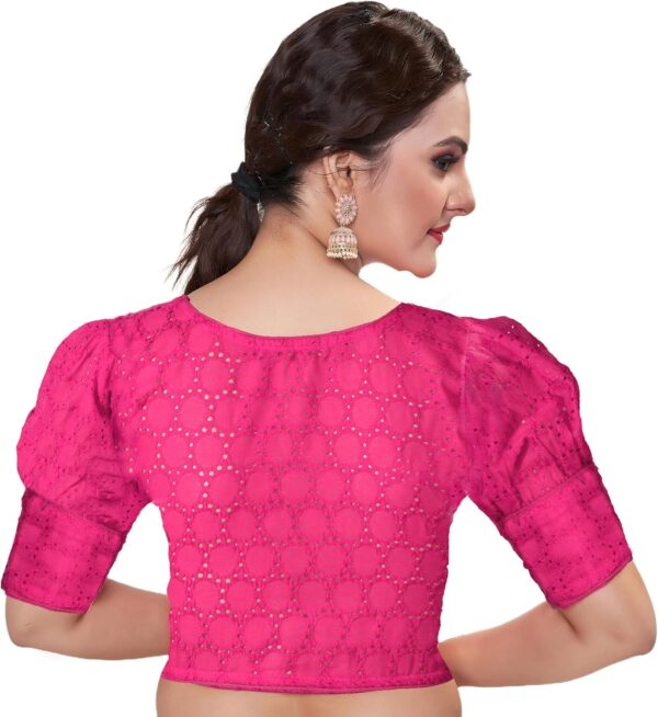 Chandrakala Schiffli Blouses for Women Sarees,Readymade (B211-P) - Image 3